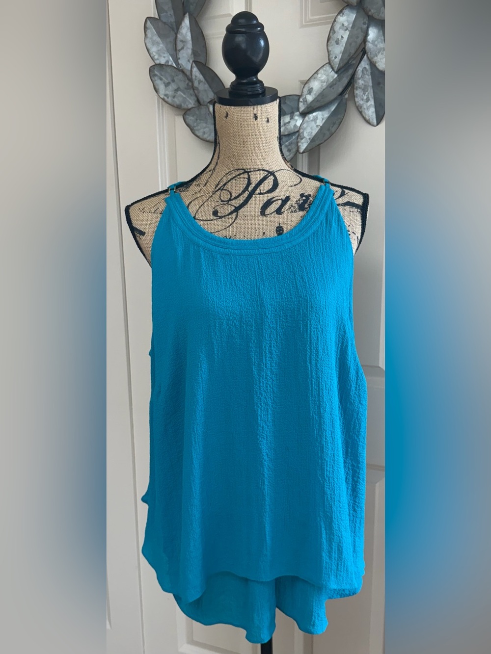 943: Worthington Teal Layered Sleeveless Tank - 2X